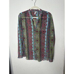 Kut from the Kloth Chemise Button Down Collarless 1970s
